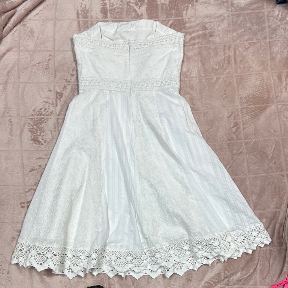 White House Black Market White Strapless A-Line Midi Dress - Picture 8 of 10